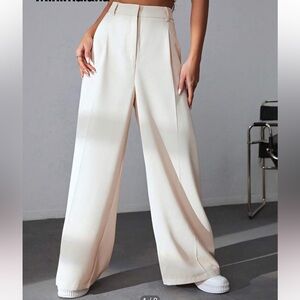 Elegant Cream Wide-Leg Pants
